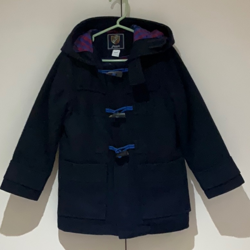 Jacadi Paris Boy Duffle coat, hood, pockets, zipper, toggle-and-rope,  6- 7